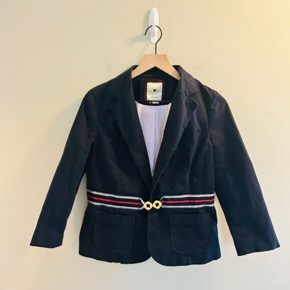 Elevenses First Mate Blazer Womens Size 8 Navy Anthropologie Nautical Military - Picture 13 of 13